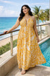 Mustard Floral Printed Maxi Dress