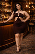 Brown Solid Front Cut Bodycon Dress