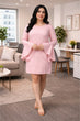 Pink Solid Striped Dress