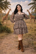 Leopard Printed Dress with Frills