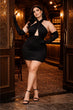 Black Solid Criss Cross Dress with Sleeves