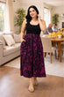 Black & Purple Leaf Printed Dress