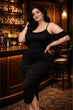 Black Solid Cold Shoulder Bodycon Dress