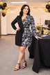 Blue Solid Floral Printed Contrast Dress