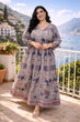Blue Multiprinted Maxi Dress