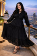 Black Solid Cutwork Maxi Dress