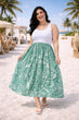 White & Green Leaf Printed Dress