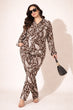 Brown White Floral Printed Co-ord Set