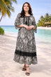 Black Motif Printed Dress with Lace