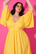 Solid Cutwork Yellow Maxi Dress