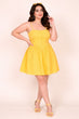 Yellow Fit & Flare Mini Dress with Ruched Bodice