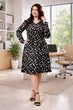 Black Geometric Dress with Belt