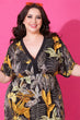 Black Tropical Leaf Print Maxi Dress