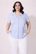 Blue Gingham Cotton Shirt with Short Sleeves
