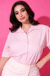 Pink Stripe Cotton Shirt with Glass length Sleeves