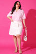 White Wrap-Style Skorts with Side Overlap Panel