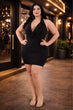 Black Solid Dress with Cowl Neck