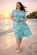 Green & White Floral Ruched Dress