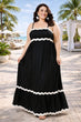Solid Scallop Trim Maxi Dress