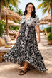 Black & White Mix Leaf Printed Dress
