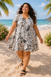Black & White Leaf Printed Dress