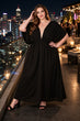 Black Solid Dress with Plunging Neckline