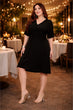 Black Solid Twisted Front Dress