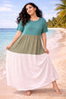 Green Solid Multilayered Dress