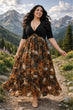Black & Brown Jungle Printed Dress