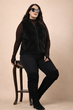 Sleeveless Solid Fur Jacket-Black