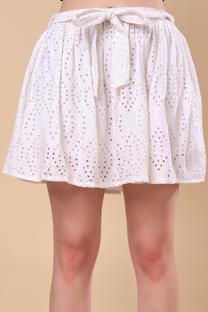 Model wearing Cotton Shorts with Pattern type: Solid-9