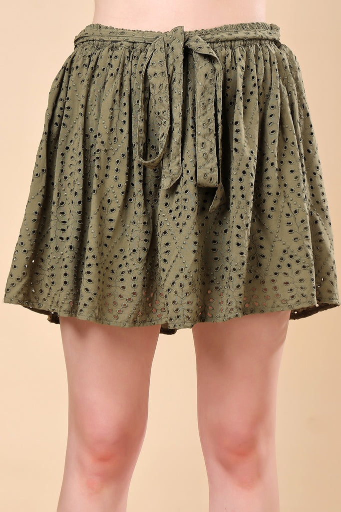Model wearing Cotton Shorts with Pattern type: Solid-13