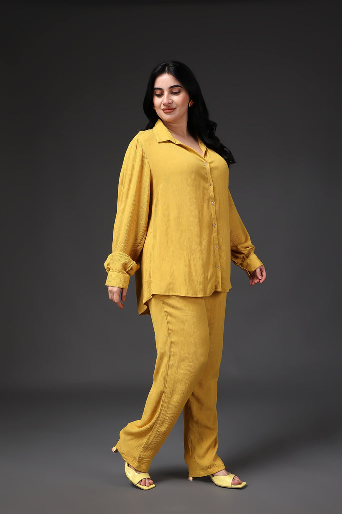 Model wearing Viscose Crepe Co-ord Sets with Pattern type: Solid-3