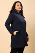 Navy Blue Winter Hoodie Dress