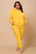 Solid Hoodie with Jogger Set Yellow