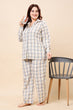 Beige Checked Night Suit Set