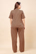 Brown & Black Goemetric Printed Night Suit Set