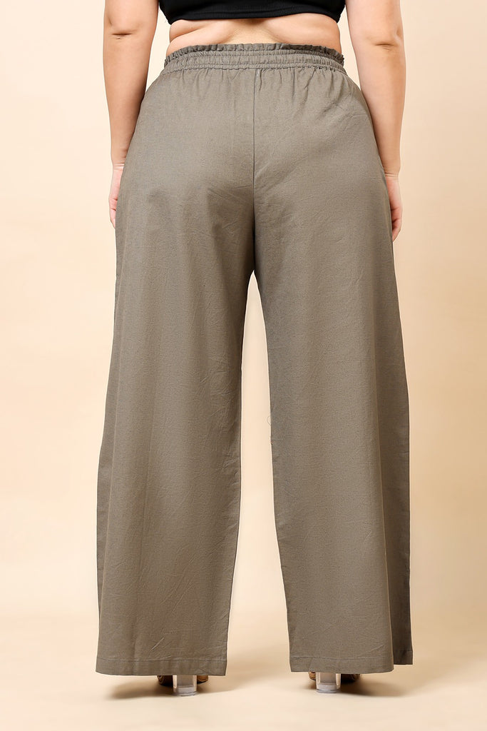 Model wearing Linen Pants with Pattern type: Solid-5