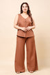 Lined Solid Button Up Waist Top