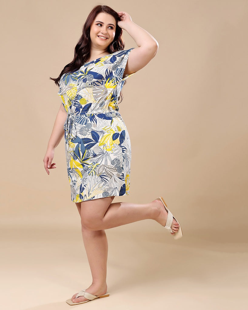 Model wearing Cotton Lycra Mini Dress with Pattern type: Floral-2