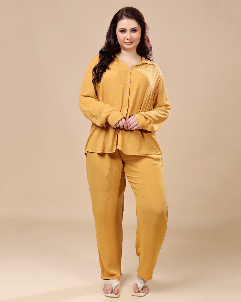 Model wearing Viscose Crepe Co-ord Sets with Pattern type: Solid-2