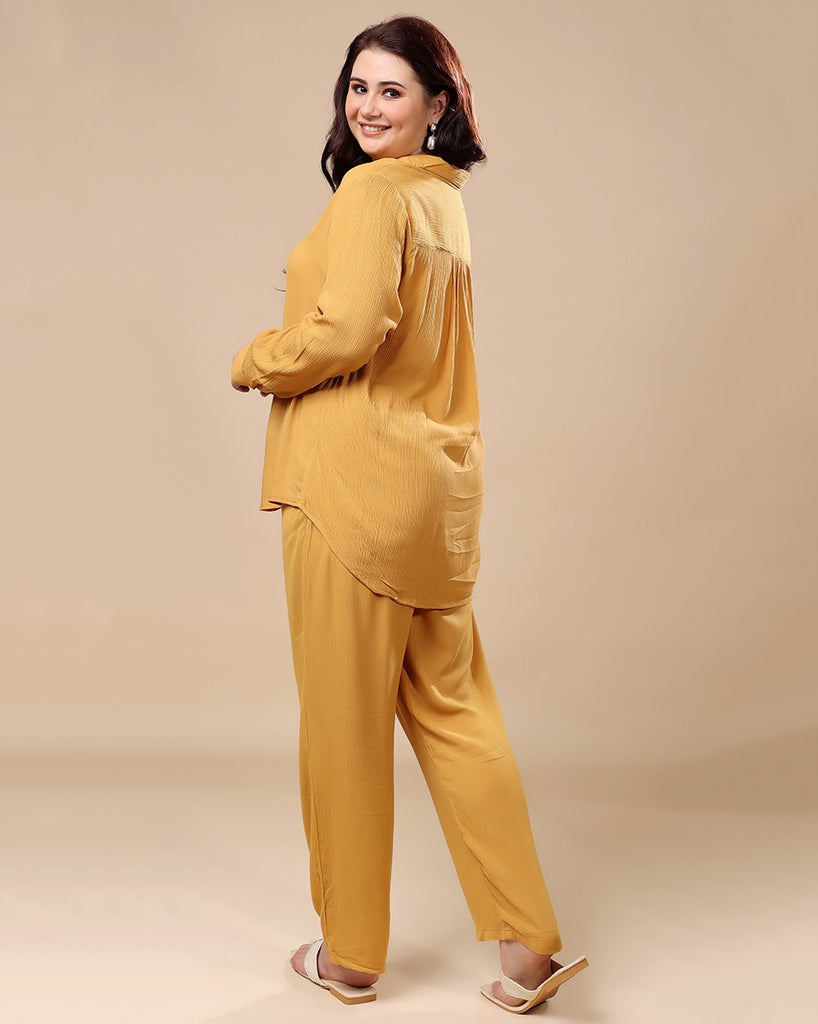 Model wearing Viscose Crepe Co-ord Sets with Pattern type: Solid-4