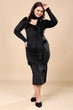 Black Solid Bodycon Winter Dress