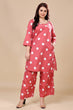 Brick Red Polka Dots Printed Co-ord Set