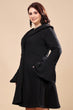 Black Solid Double Breasted Pea Coat