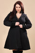 Black Solid Double Breasted Coat