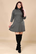Black & Grey Checked Skater Dress