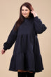 Blue Solid Frill Dress