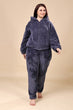 Solid Fur Hoodie Jacket-Blue Grey