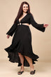 Black Solid Plunge Neck Dress